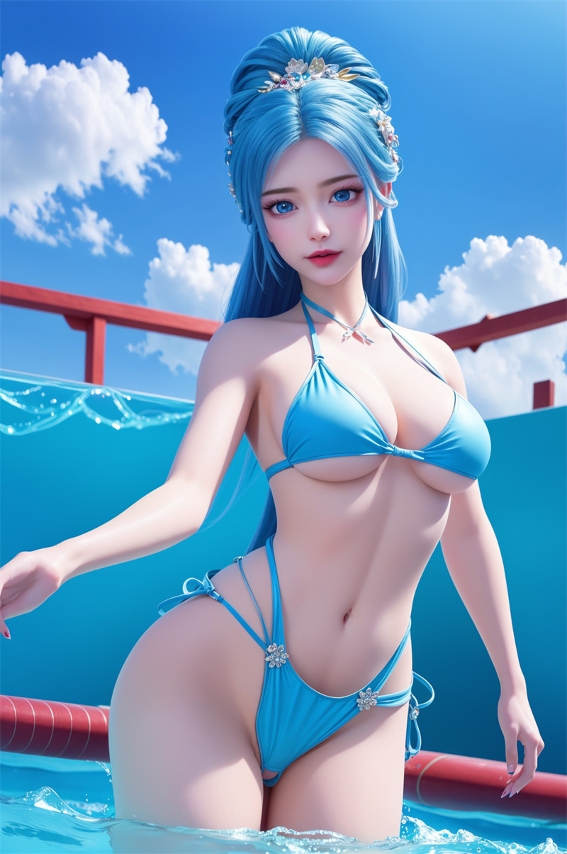 [第三百六十二期] [我是大神仙] [周紫雨 · 系列二] 蓝色比基尼 [52P]-漫狐